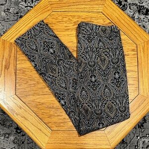 *LORD & TAYLOR* Black x Gold Paisley Kelly Ankle Longueur Cheville Pants Size 2